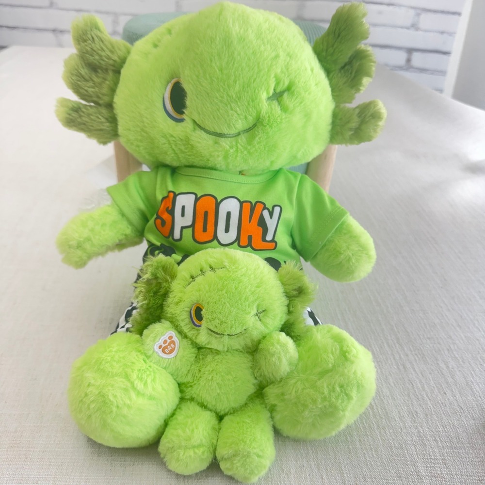 Build A Bear Zombie Axolotl Plush Working Halloween Sound Outfit & Mini Axolotl